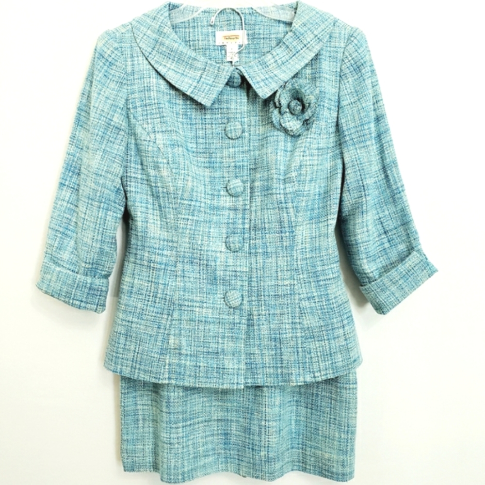 Vintage Talbots  BARBIE Aqua Textured Faux Tweed  Suit